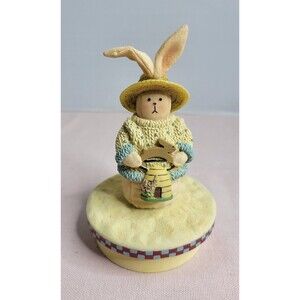 Our America’s Boy Bunny holding Beehive Jar Candle Topper Easter Yankee Candle